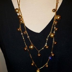 Kate spade 2 tier gold tone bead necklace